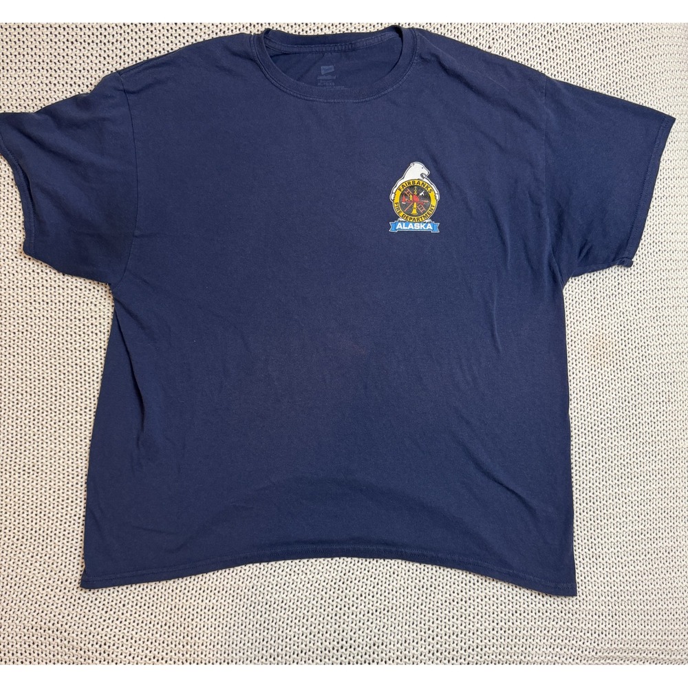Hanes ComfortBlend Fairbanks Fire Department Alaska Navy Graphic T-Shirt XL